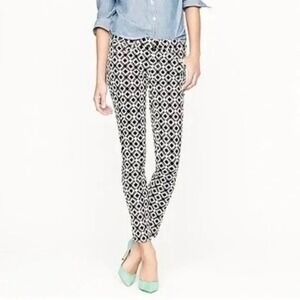 J. Crew Toothpick Stretch Geometric Aztec Print Denim Jeans Black White Size 27